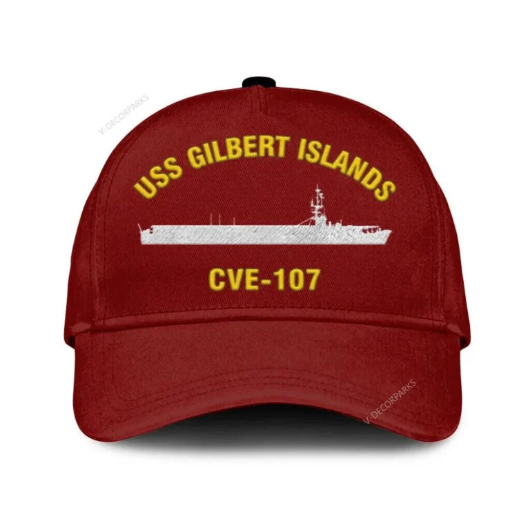 Uss Gilbert Islands Cve-107 Classic Cap, Custom Print/embroidered Us Navy Ships Classic Baseball Cap, Gift For Navy Veteran