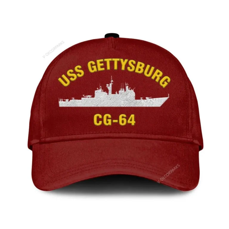 Uss Gettysburg Cg-64 Classic Cap, Custom Print/embroidered Us Navy Ships Classic Baseball Cap, Gift For Navy Veteran
