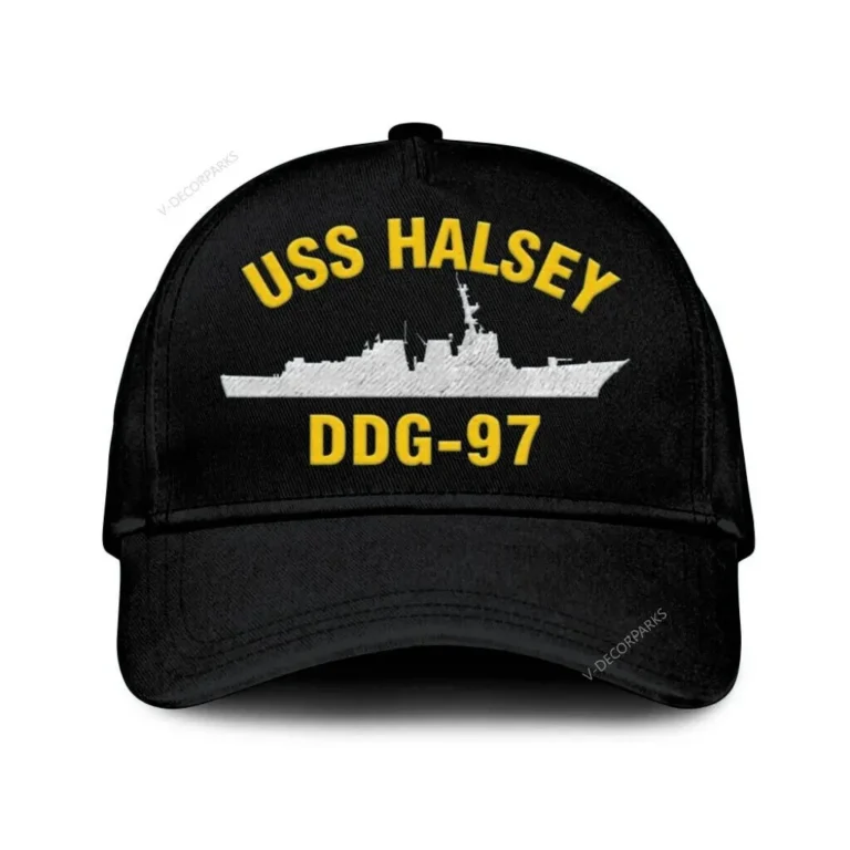 Uss Halsey Ddg-97 Classic Cap, Custom Print/embroidered Us Navy Ships Classic Baseball Cap, Gift For Navy Veteran