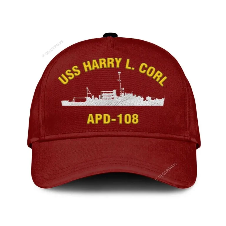 Uss Harry L. Corl Apd-108 Classic Cap, Custom Print/embroidered Us Navy Ships Classic Baseball Cap, Gift For Navy Veteran