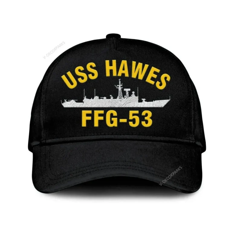 Uss Hawes Ffg-53 Classic Cap, Custom Print/embroidered Us Navy Ships Classic Baseball Cap, Gift For Navy Veteran