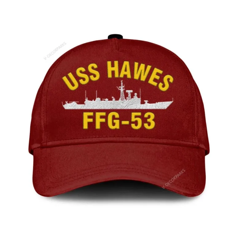 Uss Hawes Ffg-53 Classic Cap, Custom Print/embroidered Us Navy Ships Classic Baseball Cap, Gift For Navy Veteran