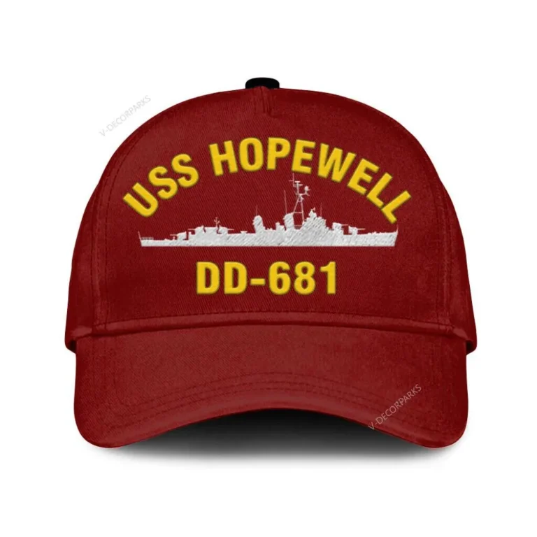 Uss Hopewell Dd-681 Classic Cap, Custom Print/embroidered Us Navy Ships Classic Baseball Cap, Gift For Navy Veteran