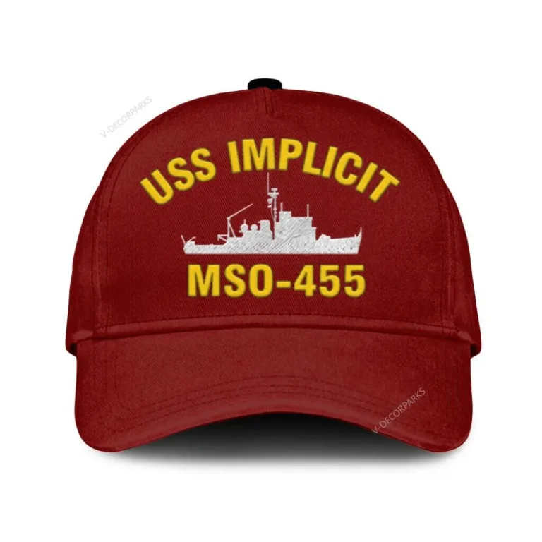 Uss Implicit Mso 455 Classic Cap, Custom Print/embroidered Us Navy Ships Classic Baseball Cap, Gift For Navy Veteran