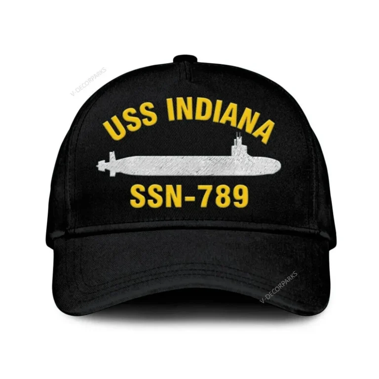 Uss Indiana Ssn-789 Classic Cap, Custom Print/embroidered Us Navy Ships Classic Baseball Cap, Gift For Navy Veteran