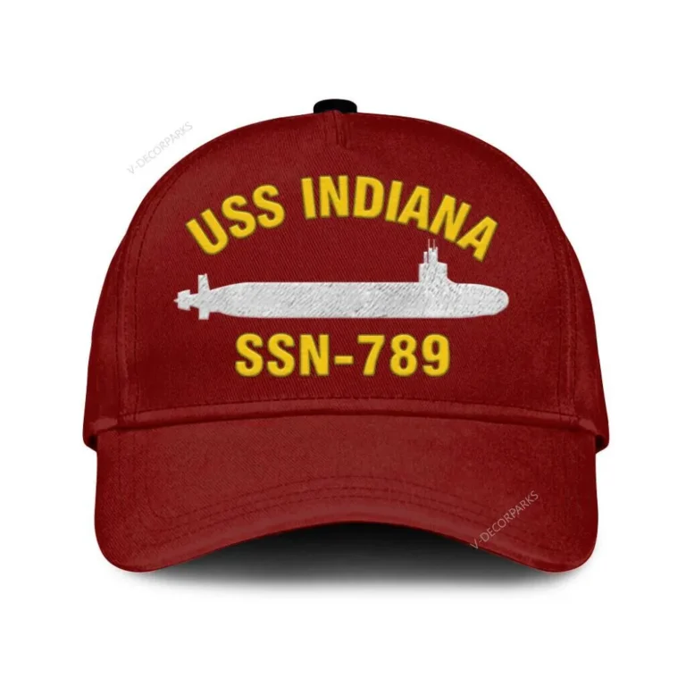 Uss Indiana Ssn-789 Classic Cap, Custom Print/embroidered Us Navy Ships Classic Baseball Cap, Gift For Navy Veteran