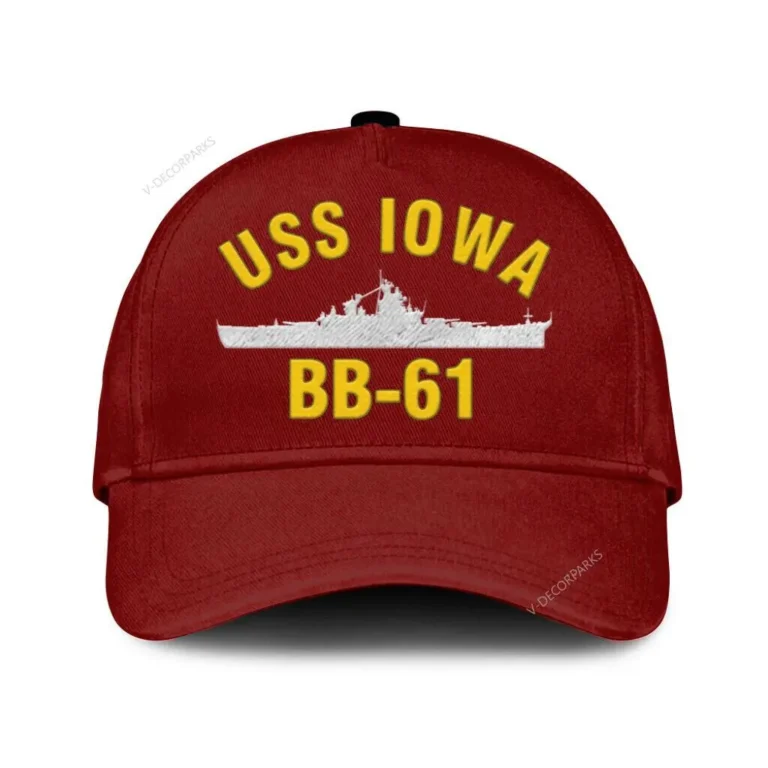 Uss Iowa Bb61 Classic Cap, Custom Print/embroidered Us Navy Ships Classic Baseball Cap, Gift For Navy Veteran