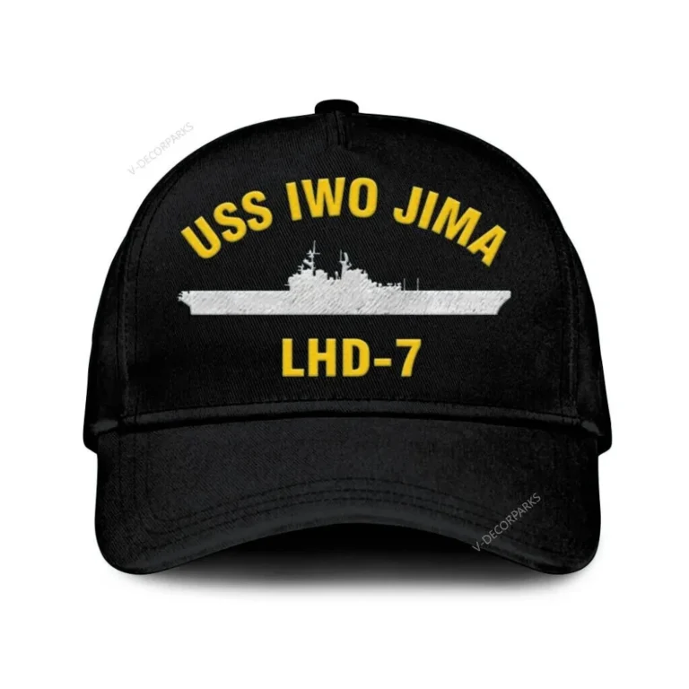 Uss Iwo Jima Lhd-7 Classic Cap, Custom Print/embroidered Us Navy Ships Classic Baseball Cap, Gift For Navy Veteran
