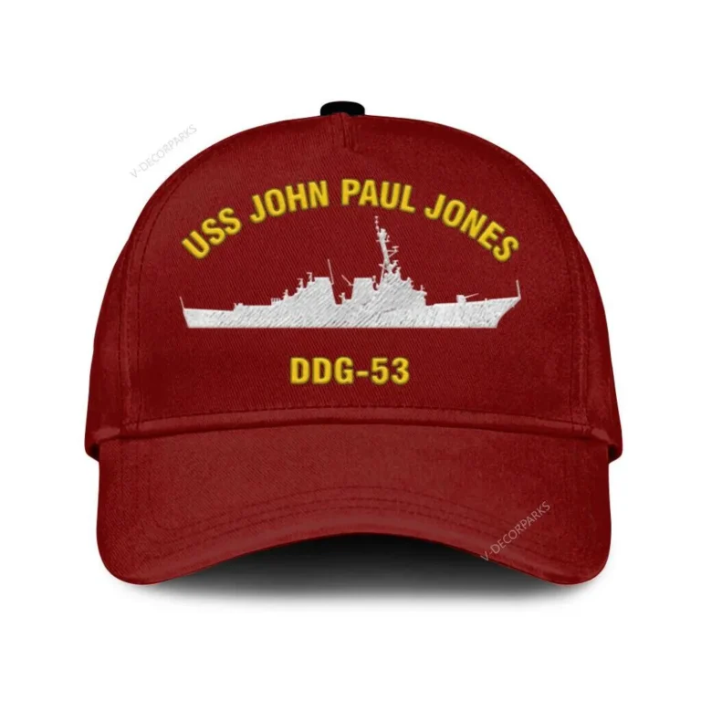 Uss John Paul Jones Ddg-53 Classic Cap, Custom Print/embroidered Us Navy Ships Classic Baseball Cap, Gift For Navy Veteran