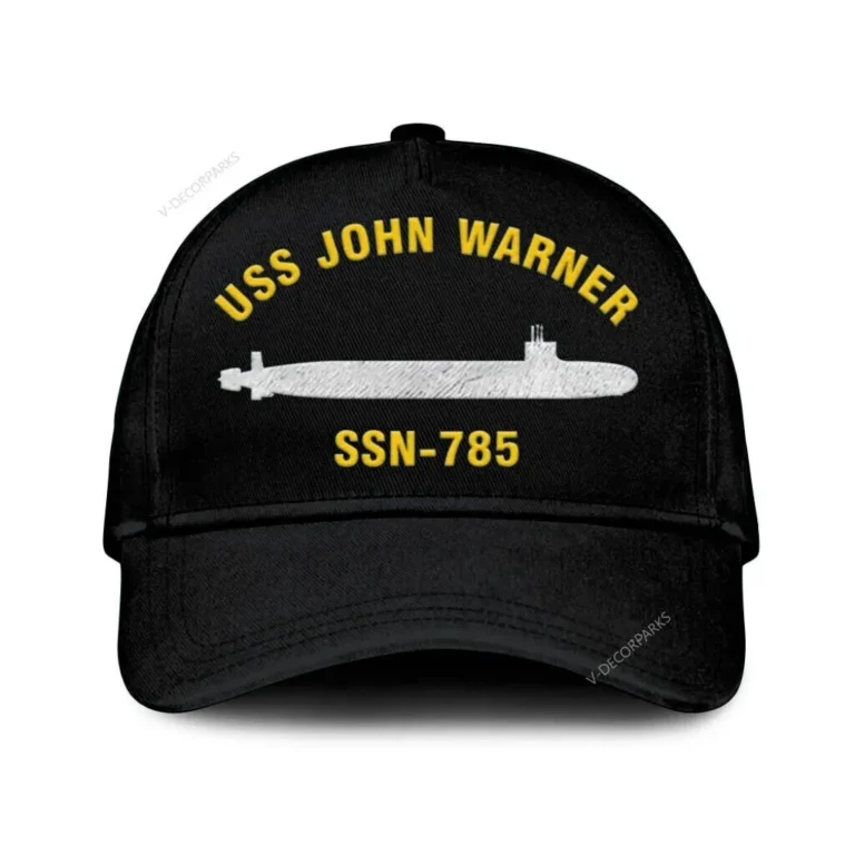 Uss John Warner Ssn-785 Classic Cap, Custom Print/embroidered Us Navy Ships Classic Baseball Cap, Gift For Navy Veteran