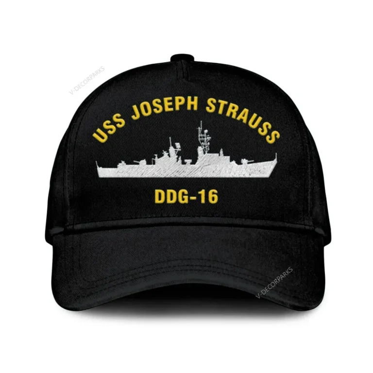 Uss Joseph Strauss Ddg-16 Classic Cap, Custom Print/embroidered Us Navy Ships Classic Baseball Cap, Gift For Navy Veteran