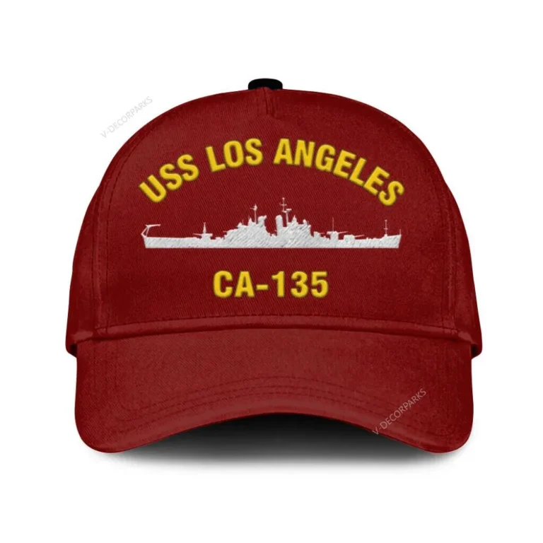 Uss Los Angeles Ca-135 Classic Cap, Custom Print/embroidered Us Navy Ships Classic Baseball Cap, Gift For Navy Veteran