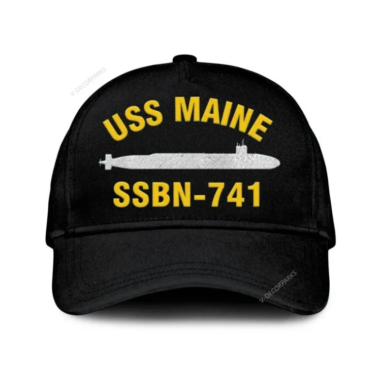 Uss Maine Ssbn-741 Classic Cap, Custom Print/embroidered Us Navy Ships Classic Baseball Cap, Gift For Navy Veteran