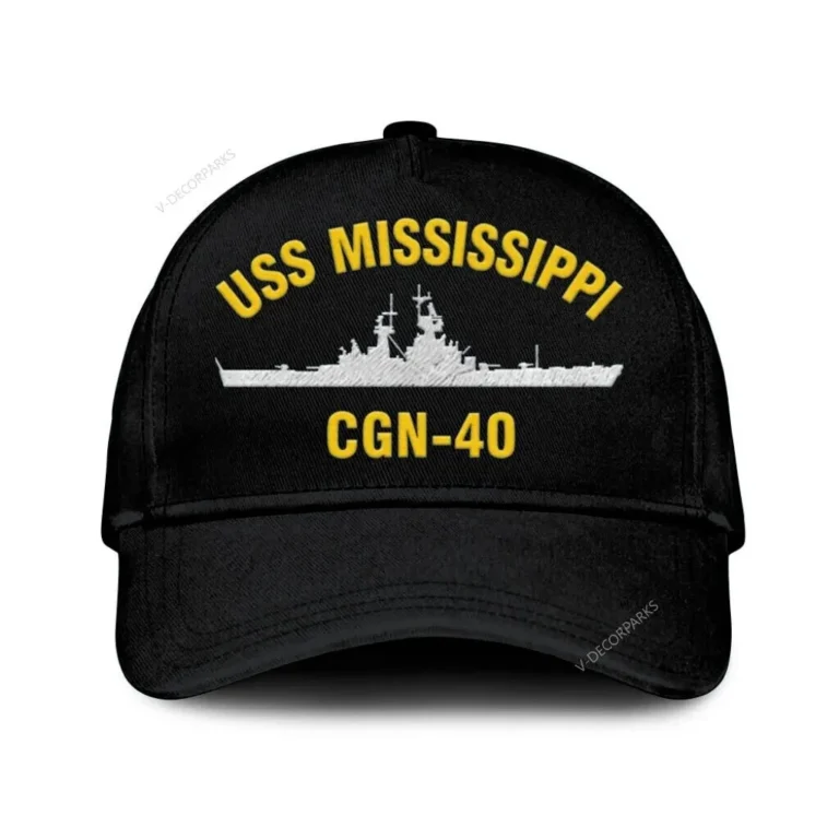 Uss Mississippi Cgn-40 Classic Cap, Custom Print/embroidered Us Navy Ships Classic Baseball Cap, Gift For Navy Veteran