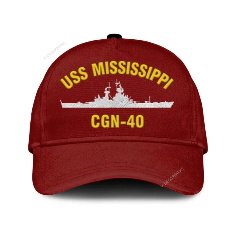 Uss Mississippi Cgn-40 Classic Cap, Custom Print/embroidered Us Navy Ships Classic Baseball Cap, Gift For Navy Veteran