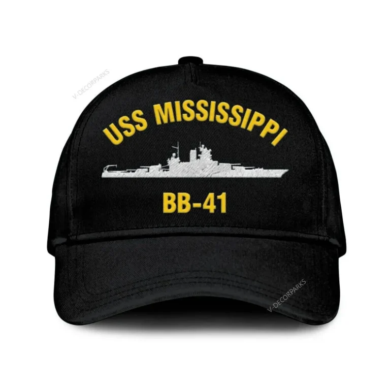 Uss Mississippi Bb-41 Classic Cap, Custom Print/embroidered Us Navy Ships Classic Baseball Cap, Gift For Navy Veteran