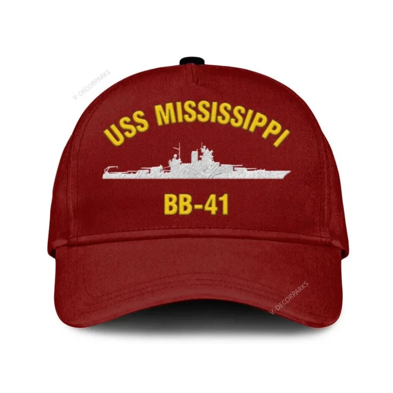 Uss Mississippi Bb-41 Classic Cap, Custom Print/embroidered Us Navy Ships Classic Baseball Cap, Gift For Navy Veteran