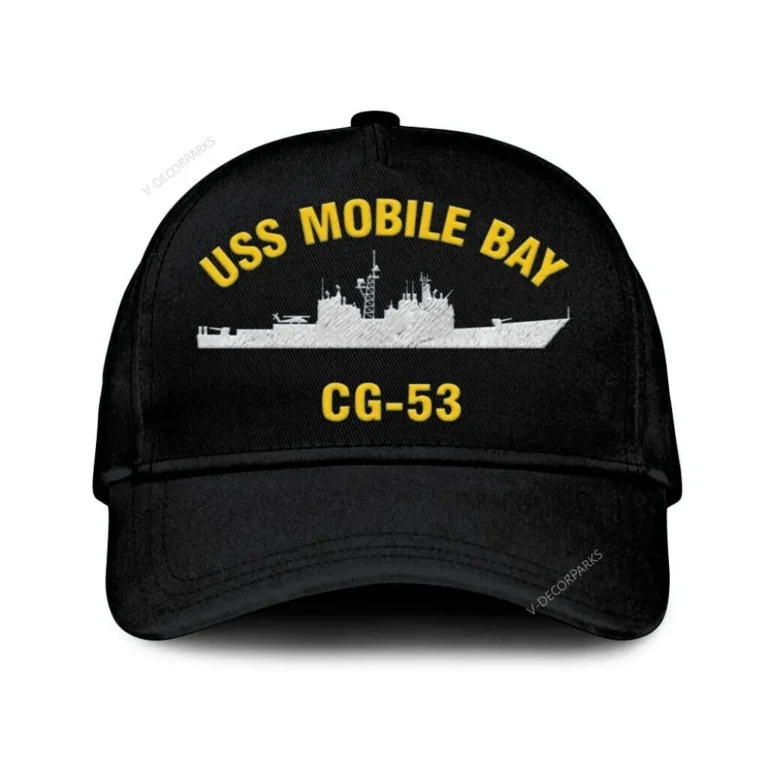 Uss Mobile Bay Cg53 Classic Cap, Custom Print/embroidered Us Navy Ships Classic Baseball Cap, Gift For Navy Veteran