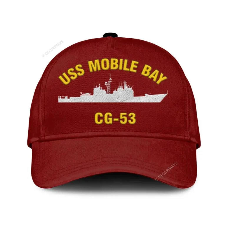 Uss Mobile Bay Cg53 Classic Cap, Custom Print/embroidered Us Navy Ships Classic Baseball Cap, Gift For Navy Veteran