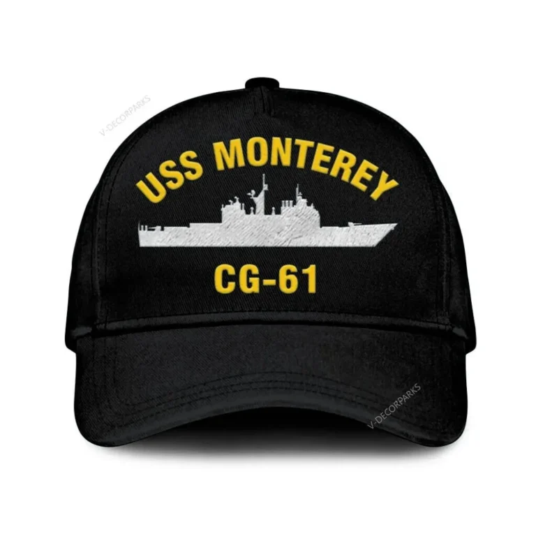 Uss Monterey Cg-61 Classic Cap, Custom Print/embroidered Us Navy Ships Classic Baseball Cap, Gift For Navy Veteran