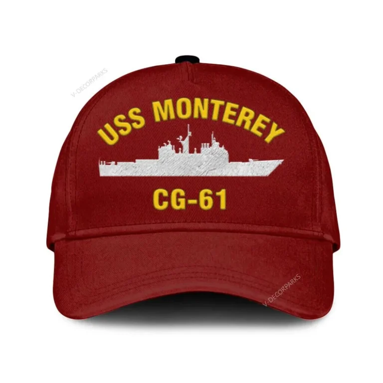 Uss Monterey Cg-61 Classic Cap, Custom Print/embroidered Us Navy Ships Classic Baseball Cap, Gift For Navy Veteran