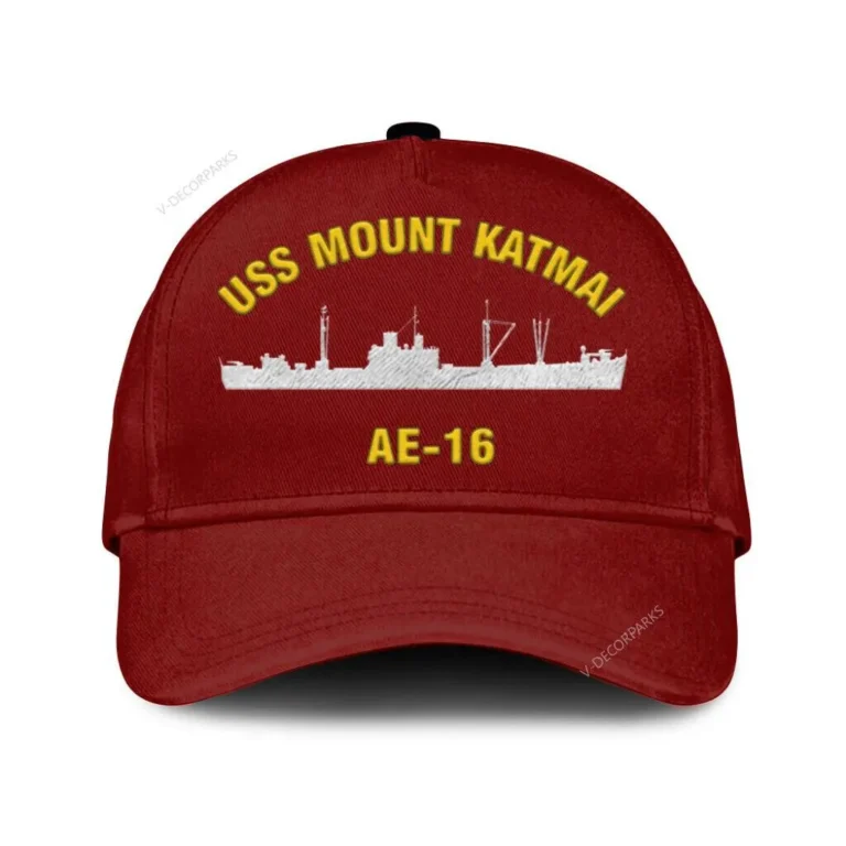 Uss Mount Katmai Ae-16 Classic Cap, Custom Print/embroidered Us Navy Ships Classic Baseball Cap, Gift For Navy Veteran