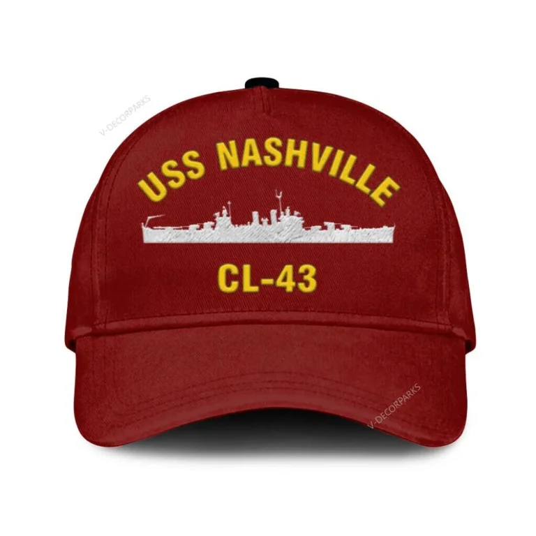 Uss Nashville Cl-43 Classic Cap, Custom Print/embroidered Us Navy Ships Classic Baseball Cap, Gift For Navy Veteran