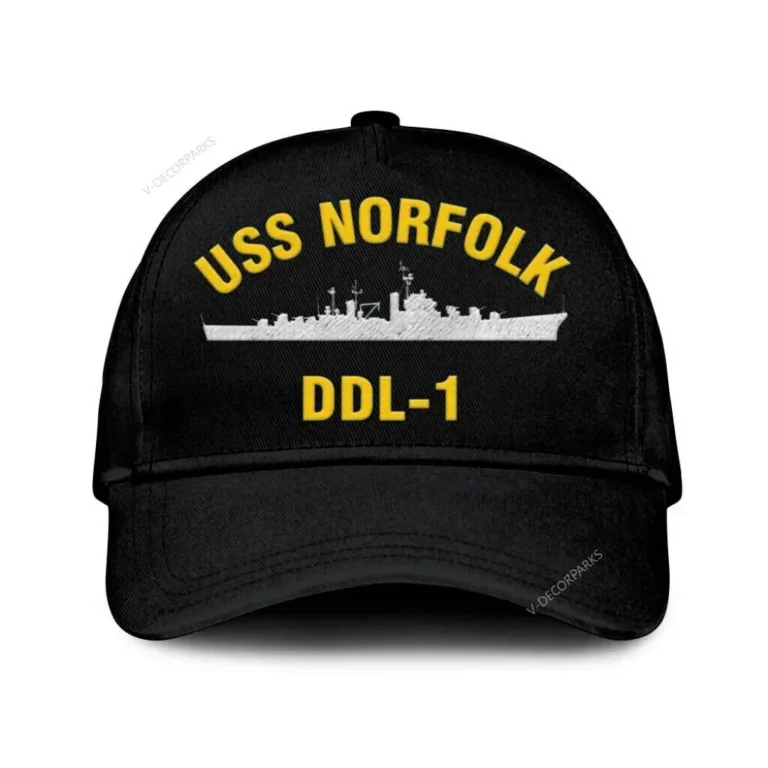 Uss Norfolk Ddl-1 Classic Cap, Custom Print/embroidered Us Navy Ships Classic Baseball Cap, Gift For Navy Veteran