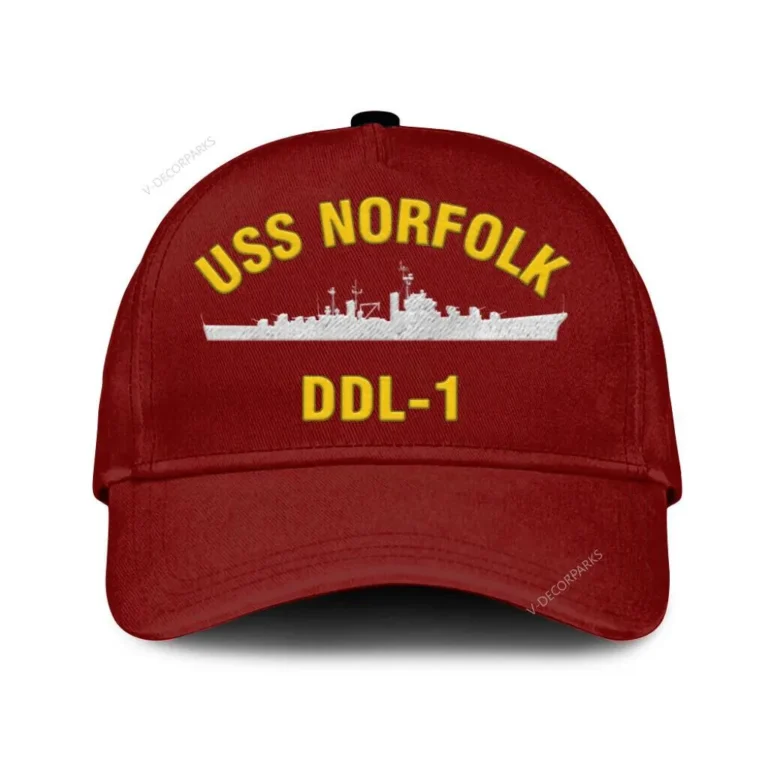 Uss Norfolk Ddl-1 Classic Cap, Custom Print/embroidered Us Navy Ships Classic Baseball Cap, Gift For Navy Veteran