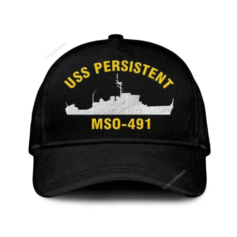 Uss Persistent Mso-491 Classic Cap, Custom Print/embroidered Us Navy Ships Classic Baseball Cap, Gift For Navy Veteran