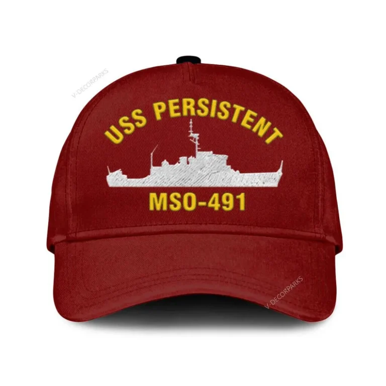 Uss Persistent Mso-491 Classic Cap, Custom Print/embroidered Us Navy Ships Classic Baseball Cap, Gift For Navy Veteran