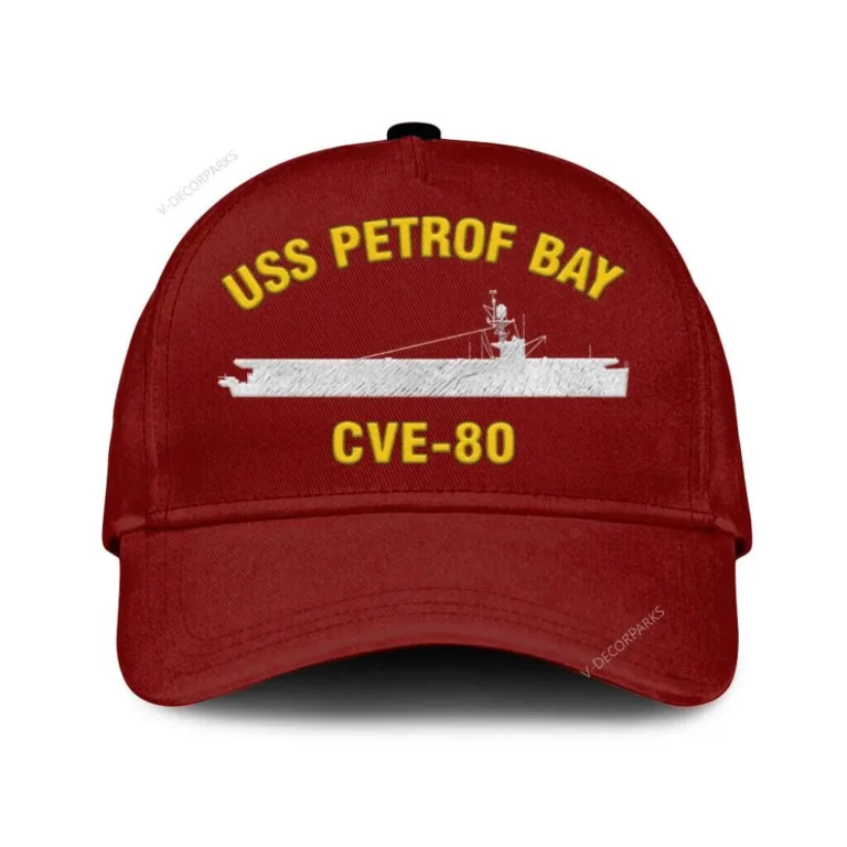 Uss Petrof Bay Cve-80 Classic Cap, Custom Print/embroidered Us Navy Ships Classic Baseball Cap, Gift For Navy Veteran