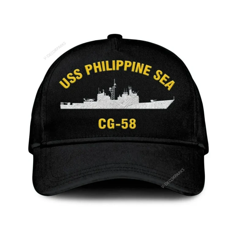 Uss Philippine Sea Cg-58 Classic Cap, Custom Print/embroidered Us Navy Ships Classic Baseball Cap, Gift For Navy Veteran