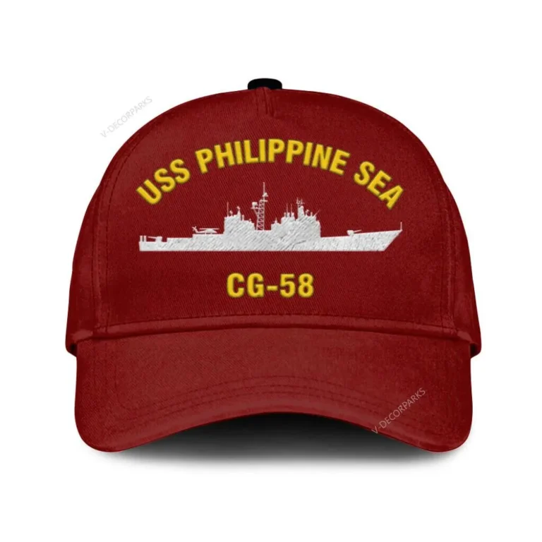 Uss Philippine Sea Cg-58 Classic Cap, Custom Print/embroidered Us Navy Ships Classic Baseball Cap, Gift For Navy Veteran