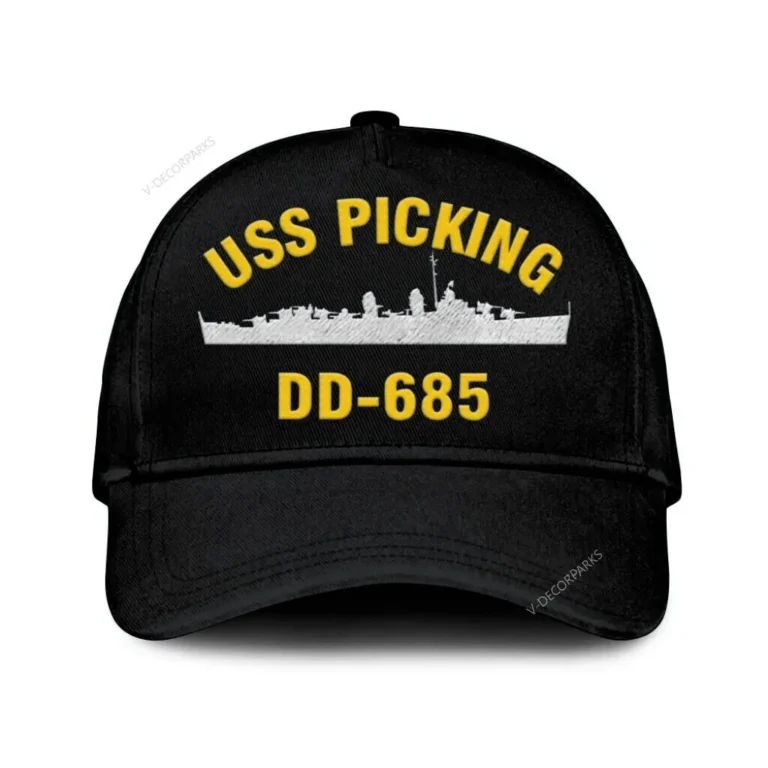 Uss Picking Dd-685 Classic Cap, Custom Print/embroidered Us Navy Ships Classic Baseball Cap, Gift For Navy Veteran