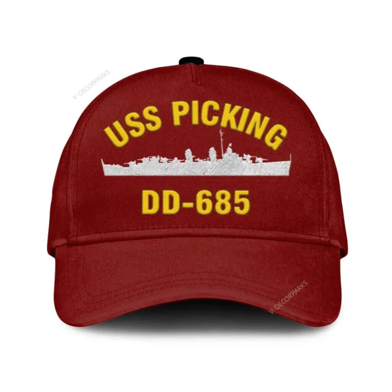 Uss Picking Dd-685 Classic Cap, Custom Print/embroidered Us Navy Ships Classic Baseball Cap, Gift For Navy Veteran