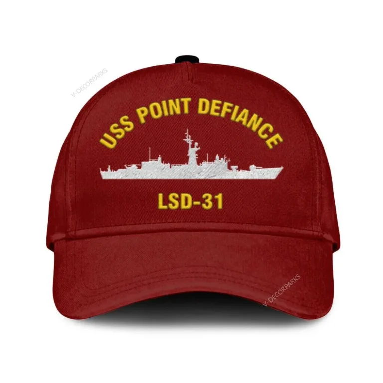 Uss Point Defiance Lsd-31 Classic Cap, Custom Print/embroidered Us Navy Ships Classic Baseball Cap, Gift For Navy Veteran