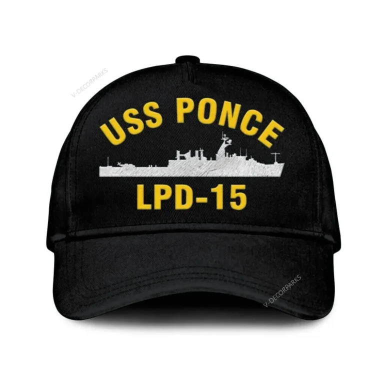 Uss Ponce Lpd-15 Classic Cap, Custom Print/embroidered Us Navy Ships Classic Baseball Cap, Gift For Navy Veteran