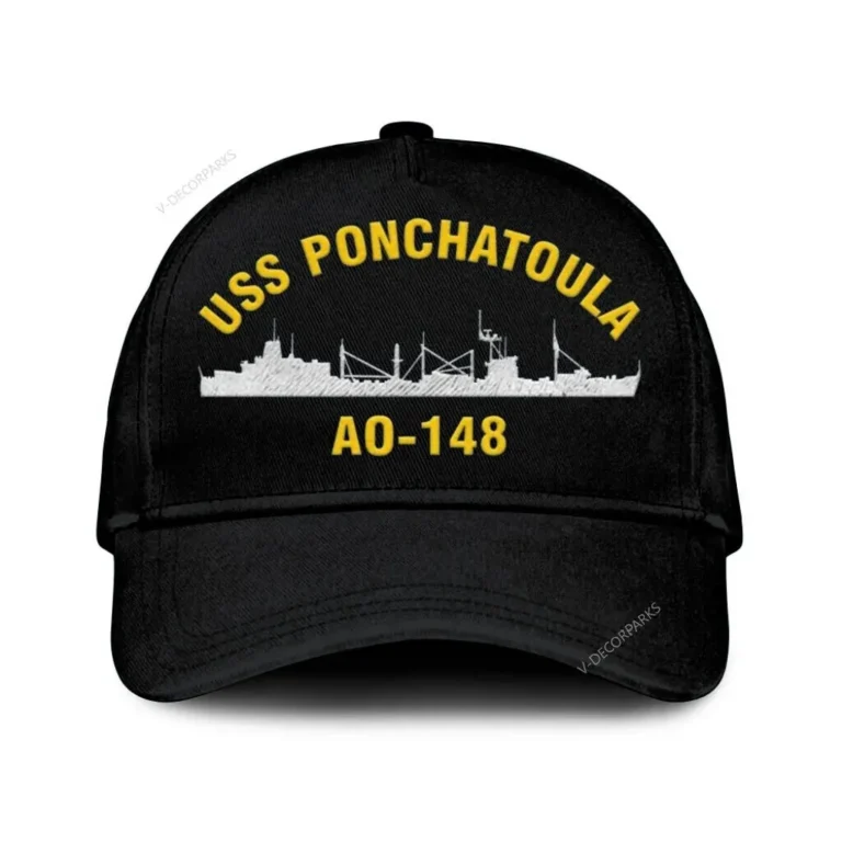 Uss Ponchatoula Ao 148 Classic Cap, Custom Print/embroidered Us Navy Ships Classic Baseball Cap, Gift For Navy Veteran