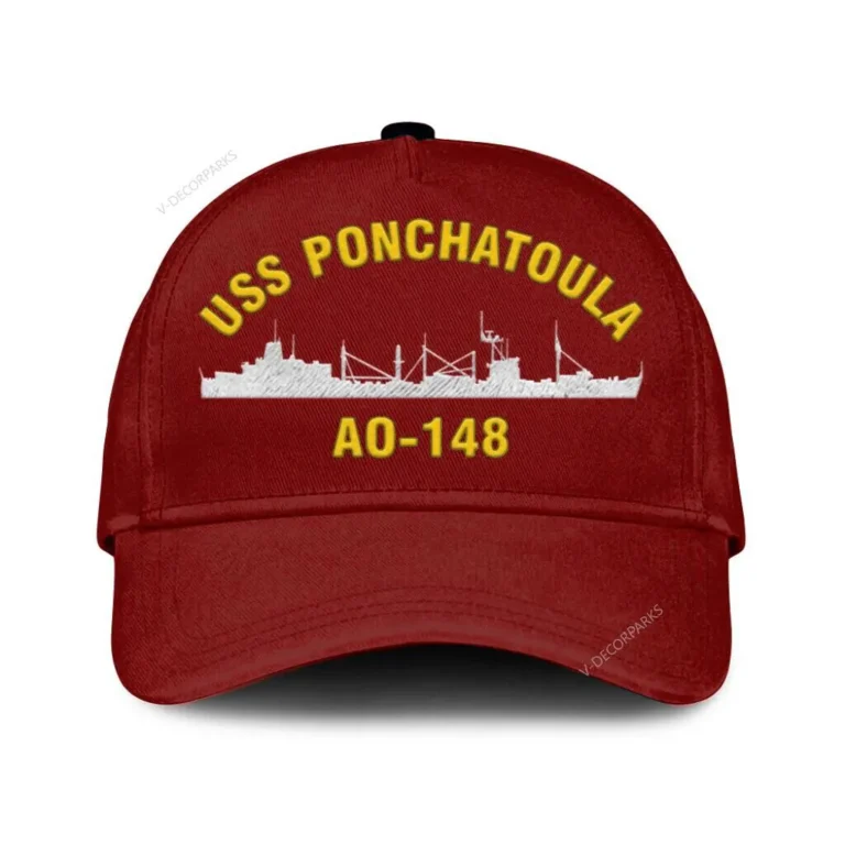 Uss Ponchatoula Ao 148 Classic Cap, Custom Print/embroidered Us Navy Ships Classic Baseball Cap, Gift For Navy Veteran