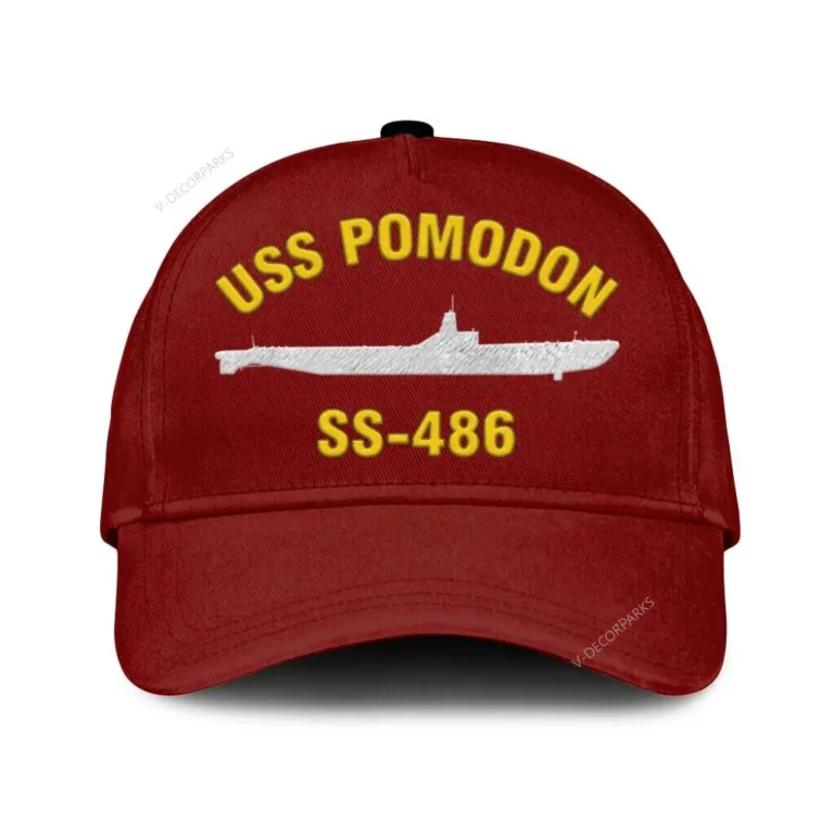 Uss Pomodon Ss-486 Classic Cap, Custom Print/embroidered Us Navy Ships Classic Baseball Cap, Gift For Navy Veteran