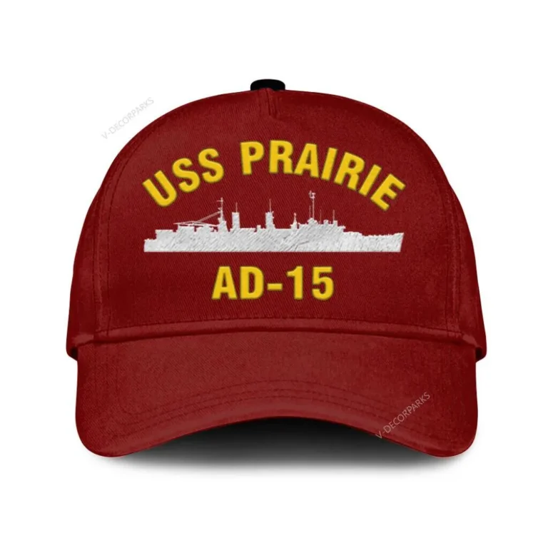 Uss Prairie Ad-15 Classic Cap, Custom Print/embroidered Us Navy Ships Classic Baseball Cap, Gift For Navy Veteran