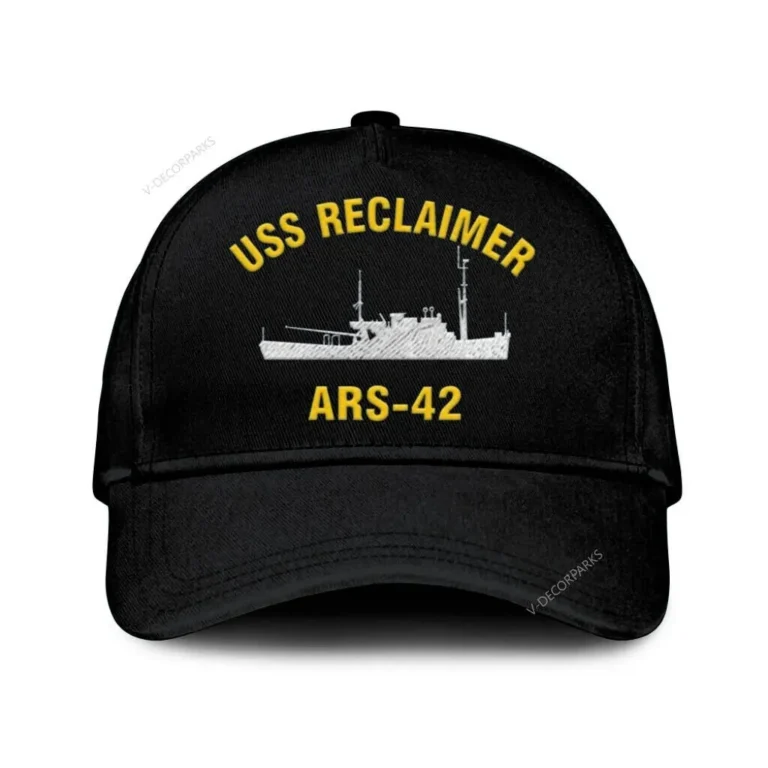 Uss Reclaimer Ars-42_mu_black Classic Cap, Custom Print/embroidered Us Navy Ships Classic Baseball Cap, Gift For Navy Veteran