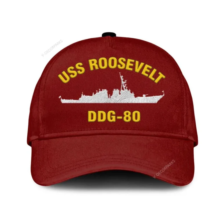 Uss Roosevelt Ddg-80 Classic Cap, Custom Print/embroidered Us Navy Ships Classic Baseball Cap, Gift For Navy Veteran
