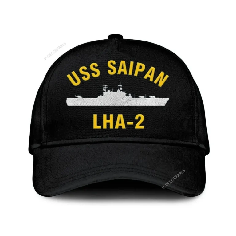 Uss Saipan Lha-2 Classic Cap, Custom Print/embroidered Us Navy Ships Classic Baseball Cap, Gift For Navy Veteran