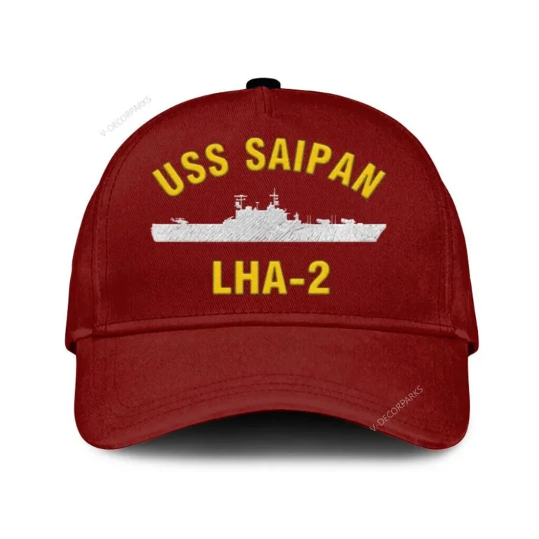 Uss Saipan Lha-2 Classic Cap, Custom Print/embroidered Us Navy Ships Classic Baseball Cap, Gift For Navy Veteran