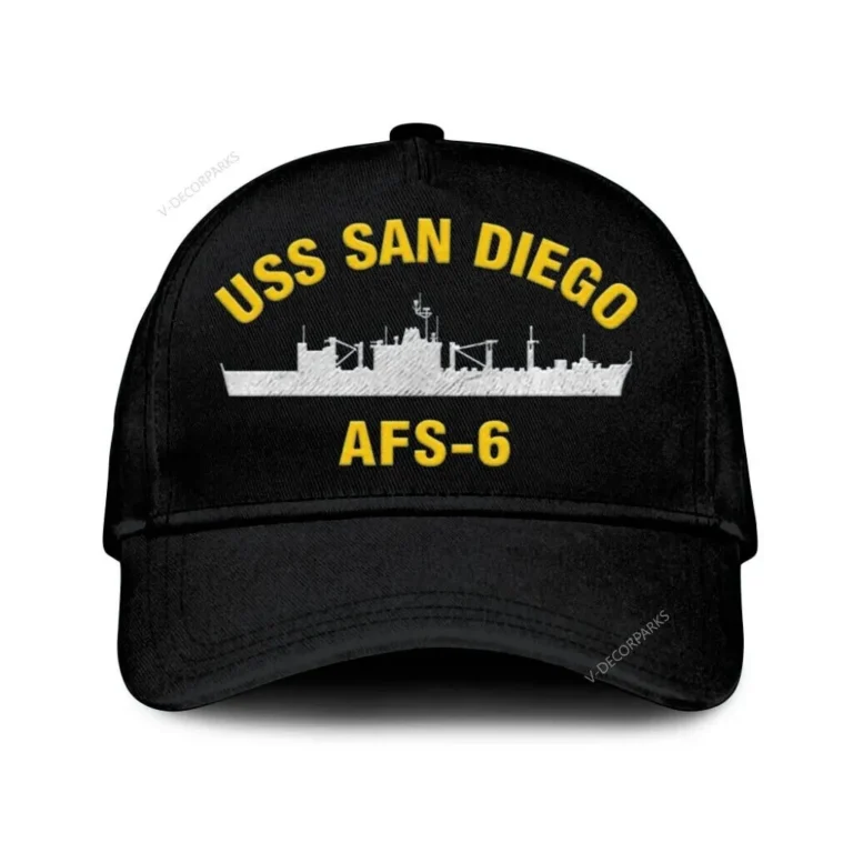 Uss San Diego Afs-6 Classic Cap, Custom Print/embroidered Us Navy Ships Classic Baseball Cap, Gift For Navy Veteran