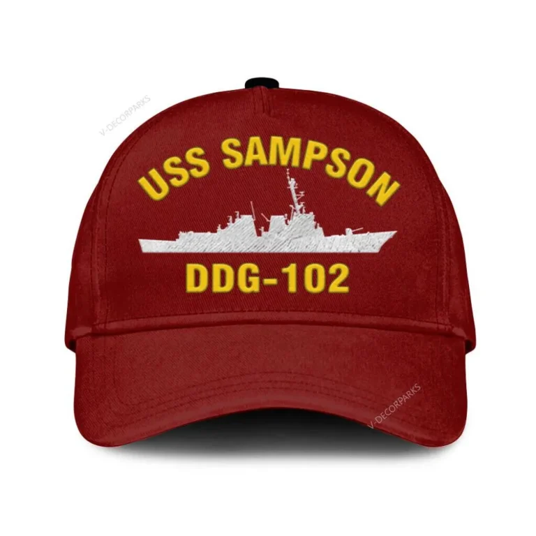 Uss Sampson Ddg-102 Classic Cap, Custom Print/embroidered Us Navy Ships Classic Baseball Cap, Gift For Navy Veteran