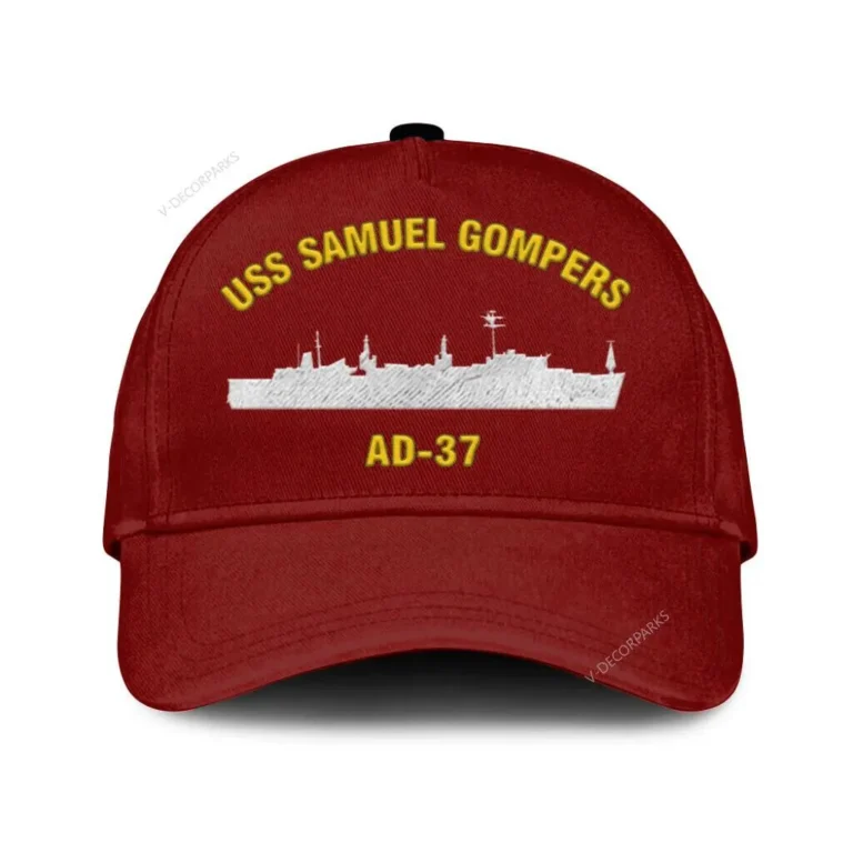 Uss Samuel Gompers Ad 37 Classic Cap, Custom Print/embroidered Us Navy Ships Classic Baseball Cap, Gift For Navy Veteran