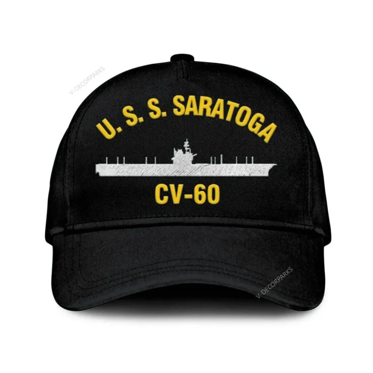 Uss Saratoga Cv-60 Classic Cap, Custom Print/embroidered Us Navy Ships Classic Baseball Cap, Gift For Navy Veteran